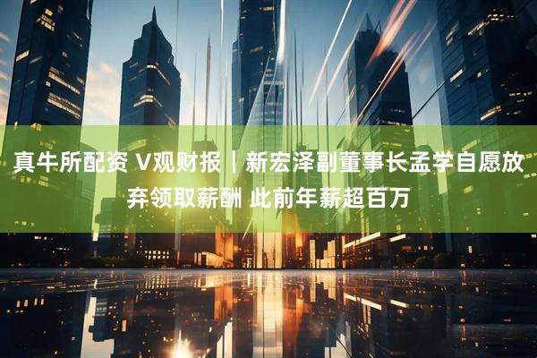 真牛所配资 V观财报｜新宏泽副董事长孟学自愿放弃领取薪酬 此前年薪超百万